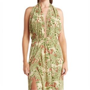 NWT Raga Kochi Open Back Maxi Dress Floral Halter Boho Anthropologie Medium